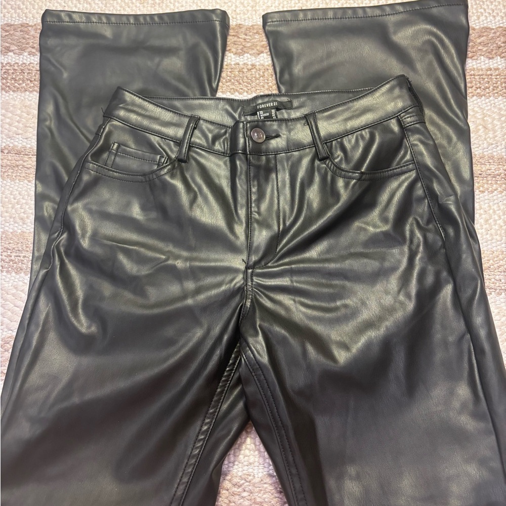 Forever 21 Black Vegan Leather Trousers